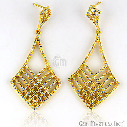 Gold Vermeil Studded With Micro Pave White Topaz Dangle Earring