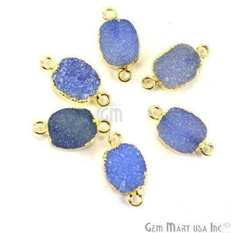 Clearance Gold Electroplated 12x16mm Octagon Double Bail Druzy Gemstone Connector