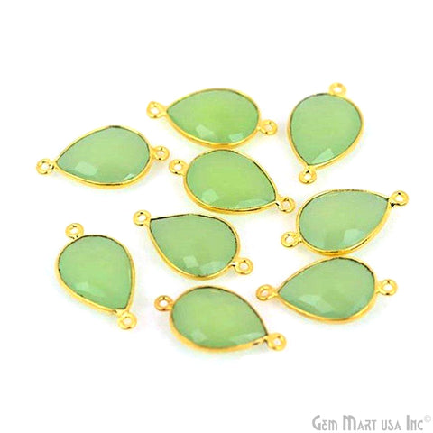 Pear 12x16mm Double Bail Gold Bezel Gemstone Connector