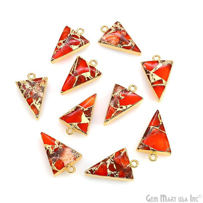 Triangle Mosaic Gemstone Charm 25x15mm Gold Electroplated Single Bail Gemstone Connector