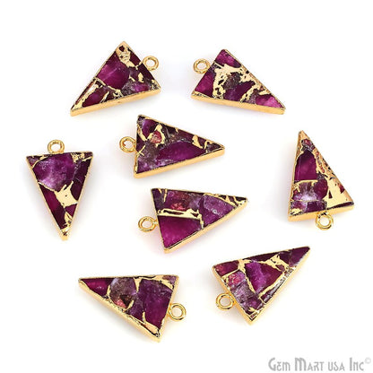 Triangle Mosaic Gemstone Charm 25x15mm Gold Electroplated Single Bail Gemstone Connector