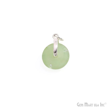 Prehnite Round Shape 21x15mm Sterling Silver Single Bail Gemstone Pendant