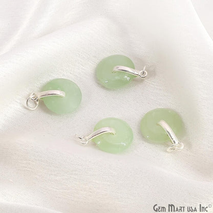 Prehnite Round Shape 21x15mm Sterling Silver Single Bail Gemstone Pendant
