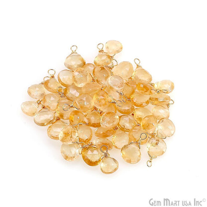 Citrine Drop 11x7mm Gold Wire Wrapped Single Bail Connector