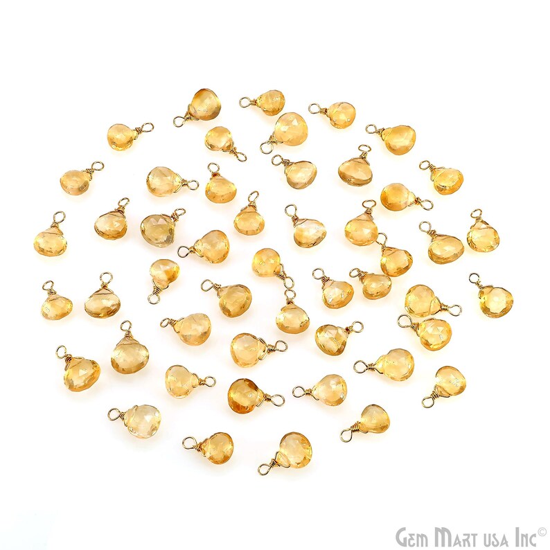 Citrine Drop 11x7mm Gold Wire Wrapped Single Bail Connector