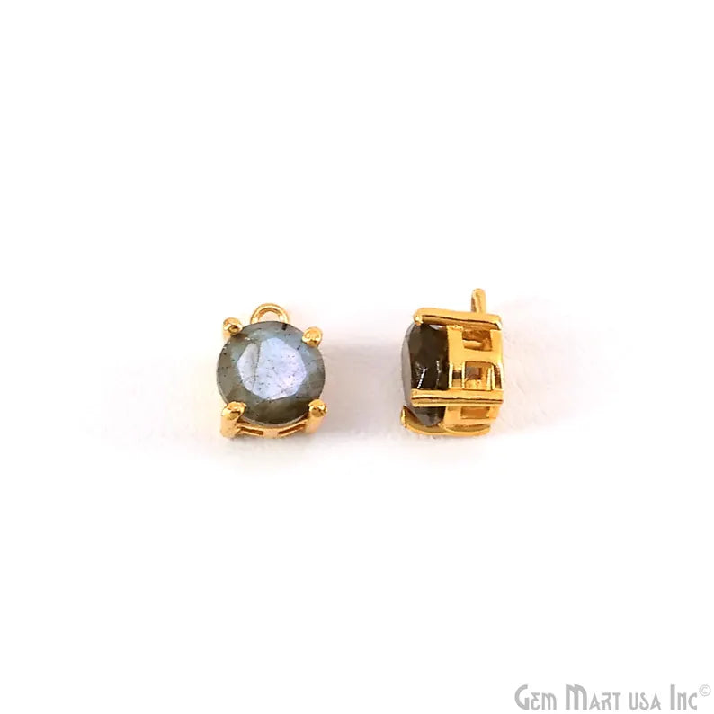 Labradorite Prong Setting Round 7mm Gold Plated Gemstone Connector