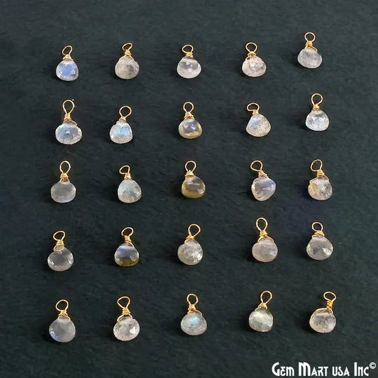 Labradorite Drop 9x5mm Gold Wire Wrapped Single Bail Connector