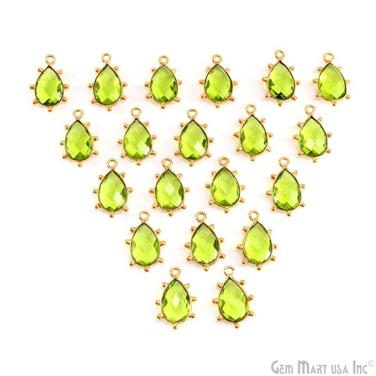 Peridot Pears 17x11mm Gold Plated Single Bail Bezel Gemstone Connector
