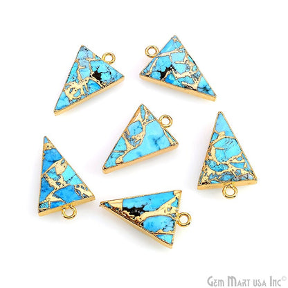 Triangle Mosaic Gemstone Charm 25x15mm Gold Electroplated Single Bail Gemstone Connector