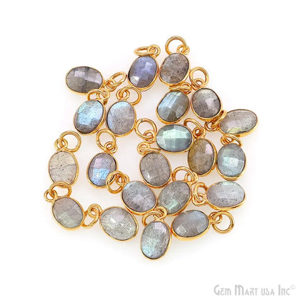 Labradorite Oval 12x7mm Gold Plated Single Bail Bezel Gemstone Connector