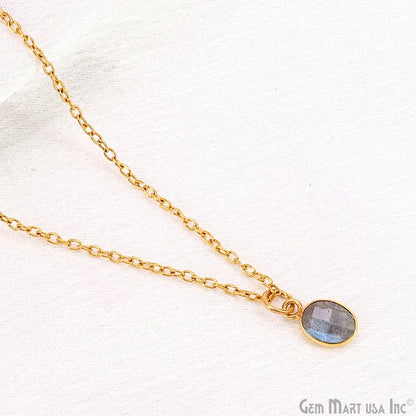 Labradorite Oval 12x7mm Gold Plated Single Bail Bezel Gemstone Connector