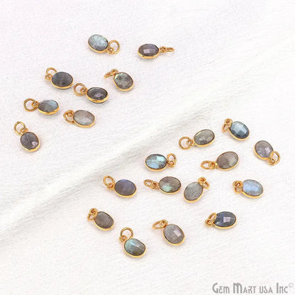 Labradorite Oval 12x7mm Gold Plated Single Bail Bezel Gemstone Connector