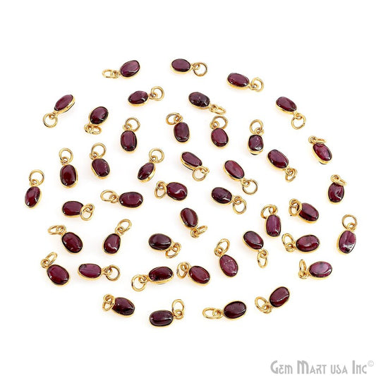 Garnet Oval 11x6mm Gold Plated Single Bail Bezel Gemstone Connector