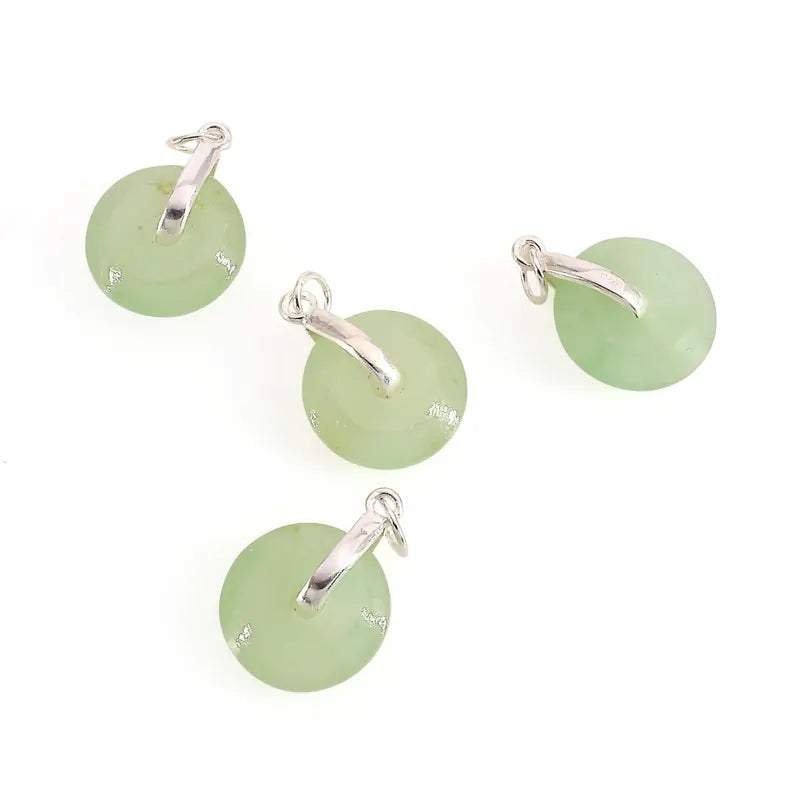 Prehnite Round Shape 21x15mm Sterling Silver Single Bail Gemstone Pendant