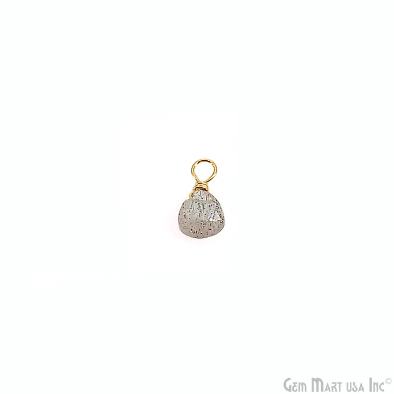 Labradorite Drop 9x5mm Gold Wire Wrapped Single Bail Connector