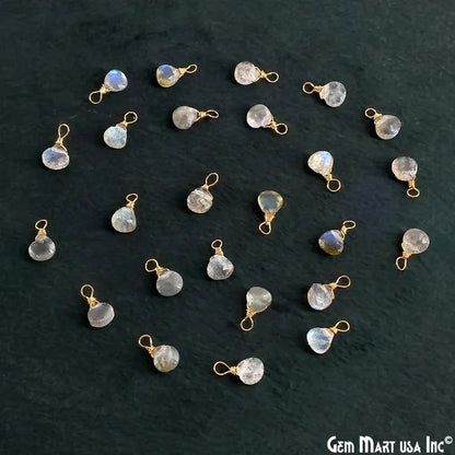 Labradorite Drop 9x5mm Gold Wire Wrapped Single Bail Connector