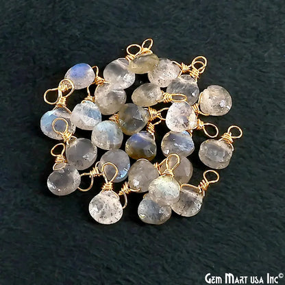Labradorite Drop 9x5mm Gold Wire Wrapped Single Bail Connector
