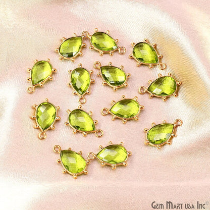 Peridot Pears 17x11mm Gold Plated Single Bail Bezel Gemstone Connector
