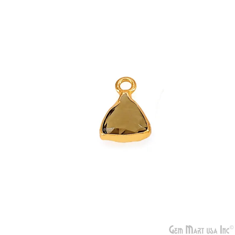 Smoky Topaz Trillion 8mm Gold Plated Single Bail Bezel Gemstone Connector