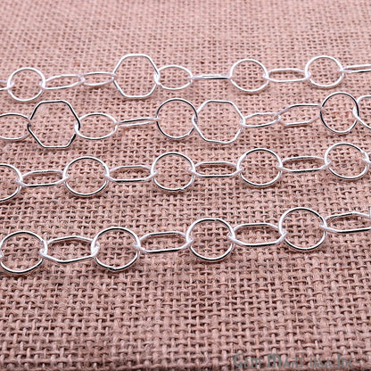 Round & Hexagon Shape Finding Silver Plated Station Rosary Chain