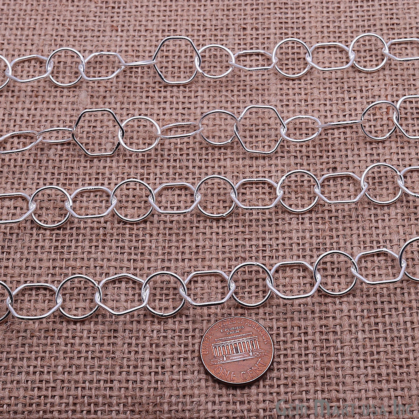 Round & Hexagon Shape Finding Silver Plated Station Rosary Chain