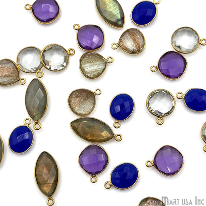 Gold Plated Pendant Bulk Lot, Single Bail Bezel Gemstones, Jewelry Making Supplies, DIY Jewelry Starter Kit, 18 pcs Craft Pack, GemMartUSA