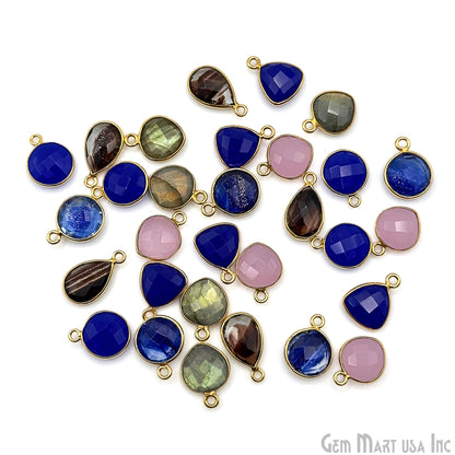 Gold Plated Pendant Bulk Lot, Single Bail Bezel Gemstones, Jewelry Making Supplies, DIY Jewelry Starter Kit, 18 pcs Craft Pack, GemMartUSA