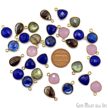 Gold Plated Pendant Bulk Lot, Single Bail Bezel Gemstones, Jewelry Making Supplies, DIY Jewelry Starter Kit, 18 pcs Craft Pack, GemMartUSA