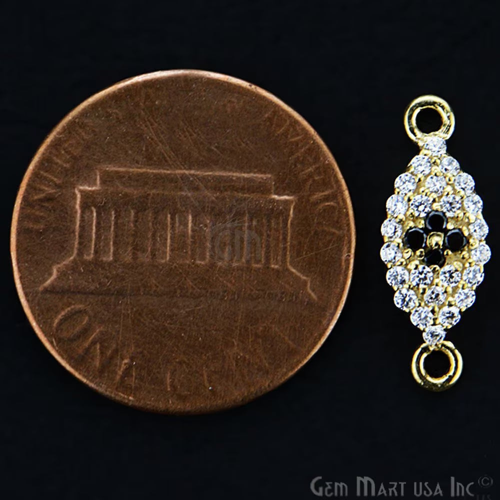 Cubic Zircon Pave 'Marquise' Gold Vermeil Charm For Bracelet & Pendants