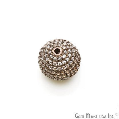 Cubic Zircon Round 8mm Beads Ball Sterling Silver Charm For Bracelet & Pendants