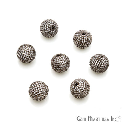 Cubic Zircon Round 8mm Beads Ball Sterling Silver Charm For Bracelet & Pendants