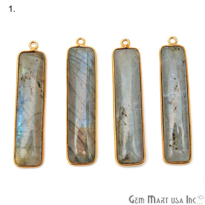 Labradorite Rectangle 40x9mm Gemstone Connector (Pick Plating)