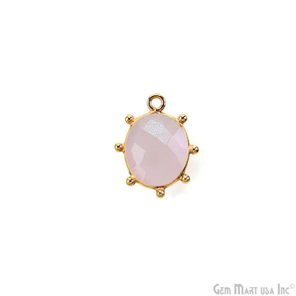 Oval 17x13mm Design Bezel Gold Plated Single Bail Gemstone Connector