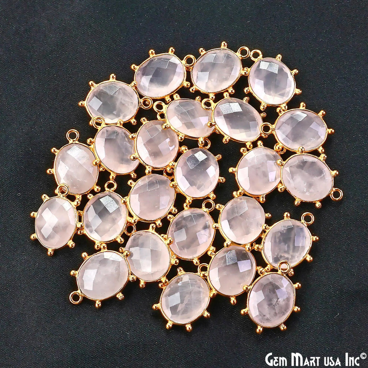 Oval 17x13mm Design Bezel Gold Plated Single Bail Gemstone Connector