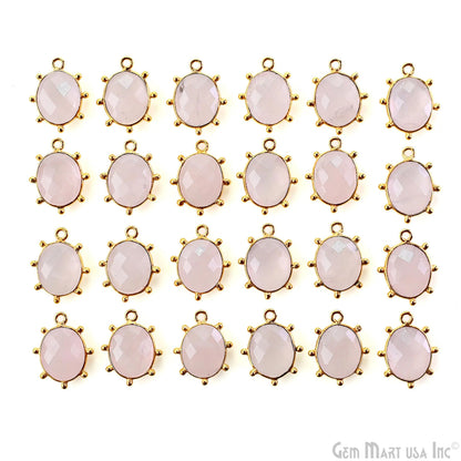 Oval 17x13mm Design Bezel Gold Plated Single Bail Gemstone Connector