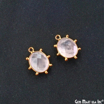 Oval 17x13mm Design Bezel Gold Plated Single Bail Gemstone Connector