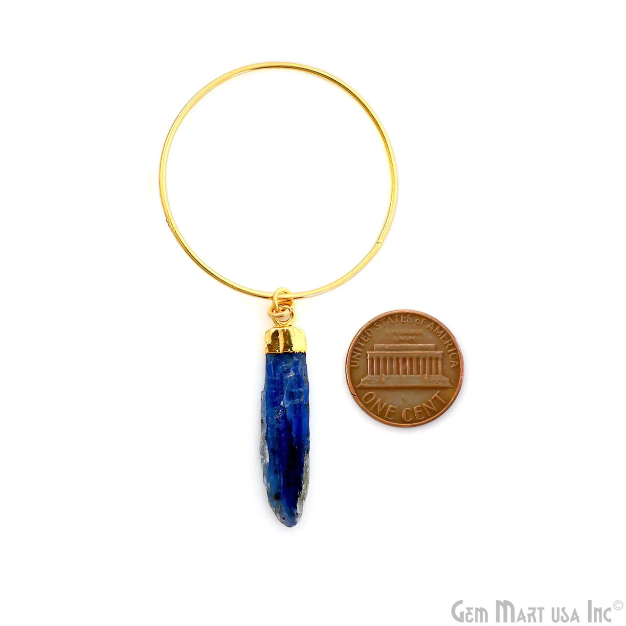 Kyanite Blue Hoop Earrings, 38mm Boho Crystal Dangle Jewelry for Women, Handmade Natural Gemstone Statement Earrings, Rough Stone,