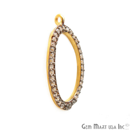 Cubic Zircon Pave 'Oval' Gold Vermeil Charm For Bracelet & Pendants