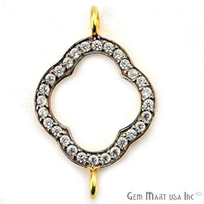 Cubic Zircon Pave 'Clover' Gold Vermeil Charm For Bracelet & Pendants