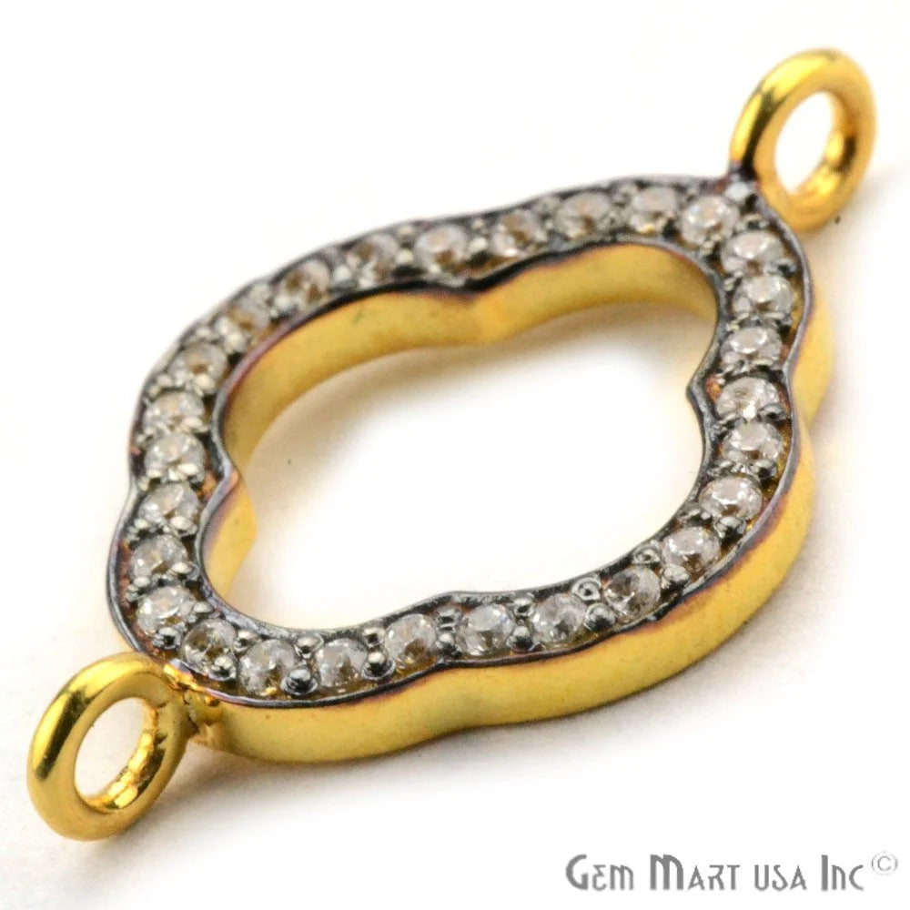 Cubic Zircon Pave 'Clover' Gold Vermeil Charm For Bracelet & Pendants