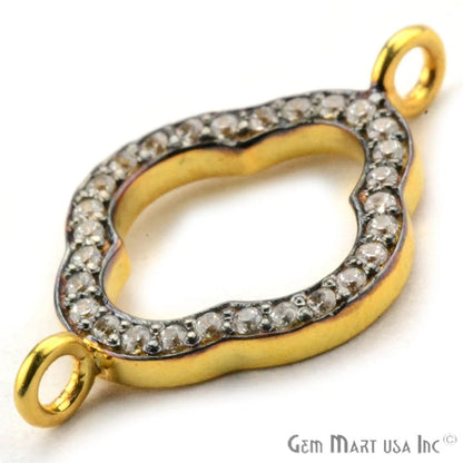 Cubic Zircon Pave 'Clover' Gold Vermeil Charm For Bracelet & Pendants