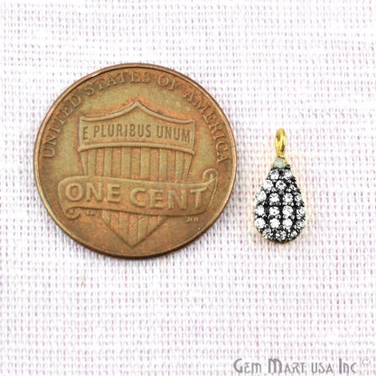 Cubic Zircon Pave Diamond 'Pears Shape' Charm Pendant in Gold Vermeil 11x4mm size