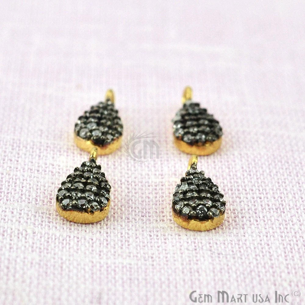 Cubic Zircon Pave Diamond 'Pears Shape' Charm Pendant in Gold Vermeil 11x4mm size