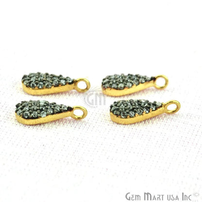 Cubic Zircon Pave Diamond 'Pears Shape' Charm Pendant in Gold Vermeil 11x4mm size