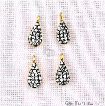 Cubic Zircon Pave Diamond 'Pears Shape' Charm Pendant in Gold Vermeil 11x4mm size