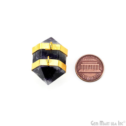 Amethyst Double Point Pendant Cat Bail Gold Plated 32x20mm