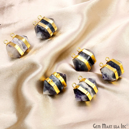 Amethyst Double Point Pendant Cat Bail Gold Plated 32x20mm