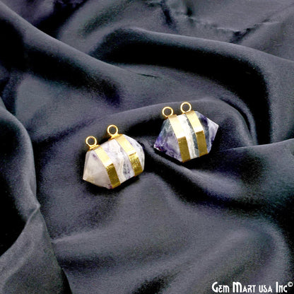 Amethyst Double Point Pendant Cat Bail Gold Plated 32x20mm