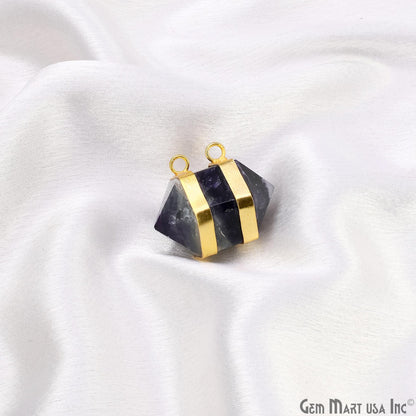 Amethyst Double Point Pendant Cat Bail Gold Plated 32x20mm