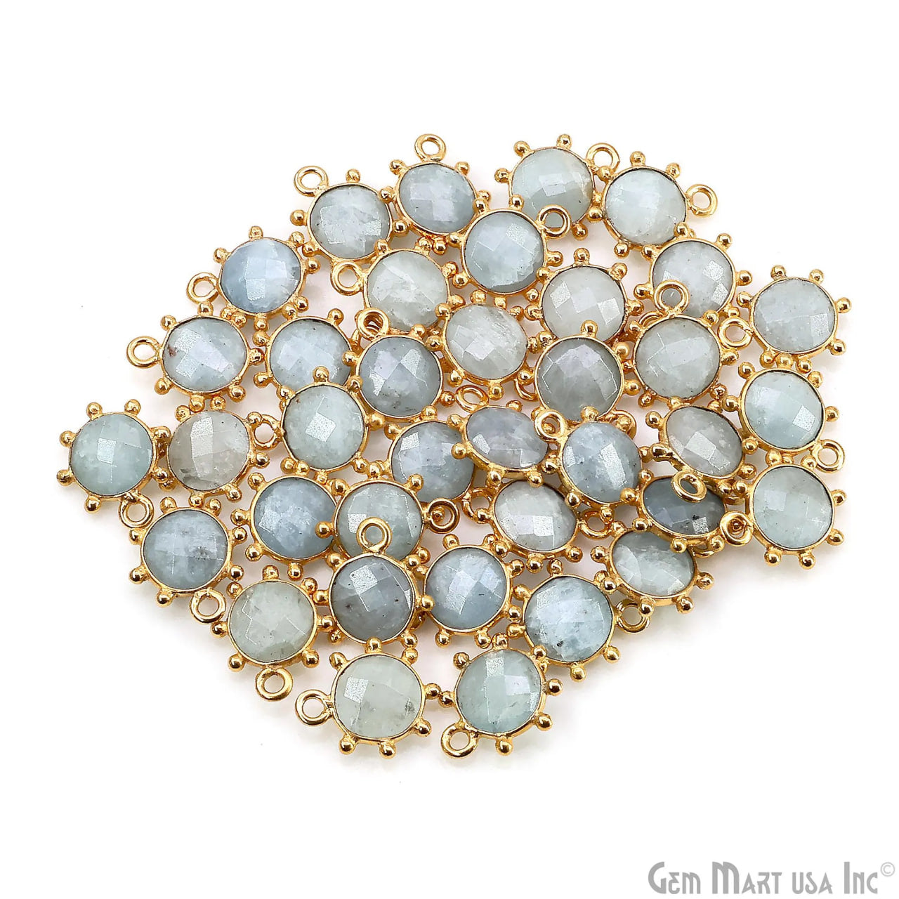 Round 13x11mm Design Bezel Gold Plated Single Bail Gemstone Connector